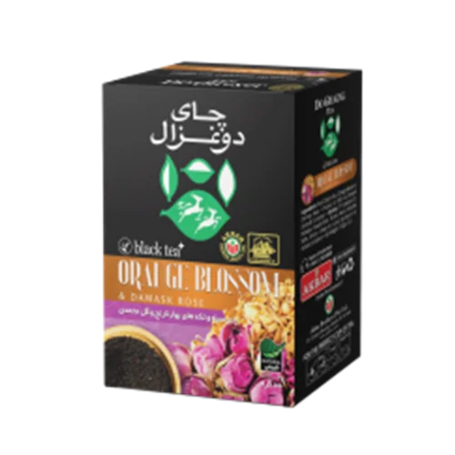 چای دو غزال سیاه 100 گرمی با تکه های دارچین و گل محمدی